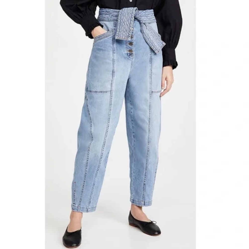 ULLA JOHNSON High-Waisted Light Blue Barrel Jeans